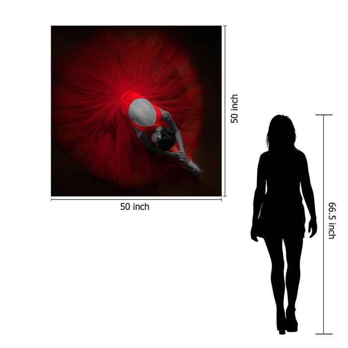 Classy Living Velvet Rehearsalless Tempered Glass Wall Art 50"x50", Red