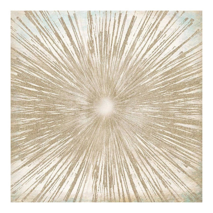 Classy Living Gold Sunburst Frameless Glass Wall Art 50"x50", Multi