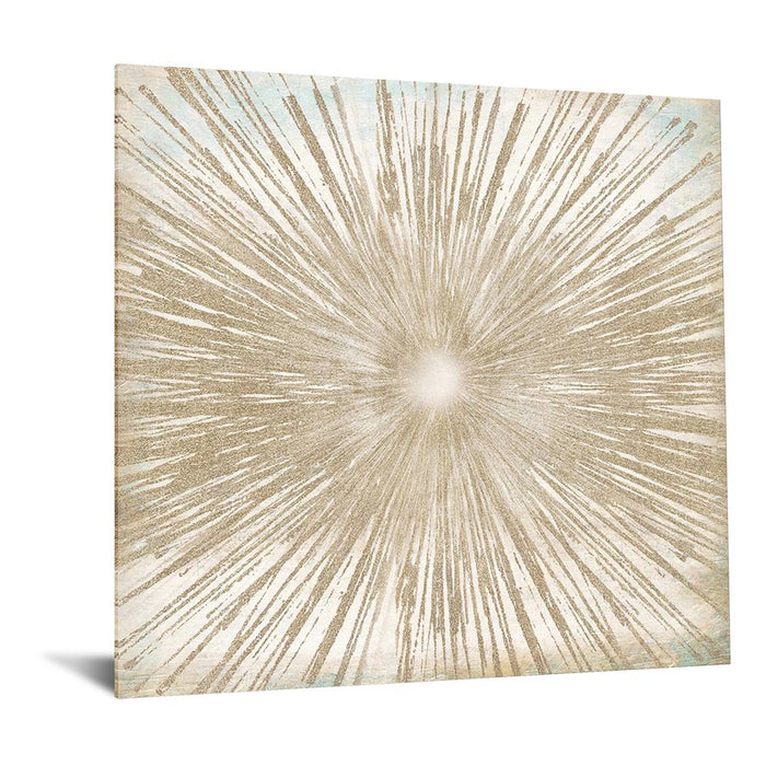 Classy Living Gold Sunburst Frameless Glass Wall Art 50"x50", Multi