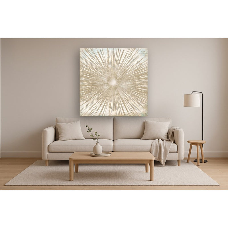 Classy Living Gold Sunburst Frameless Glass Wall Art 50"x50", Multi
