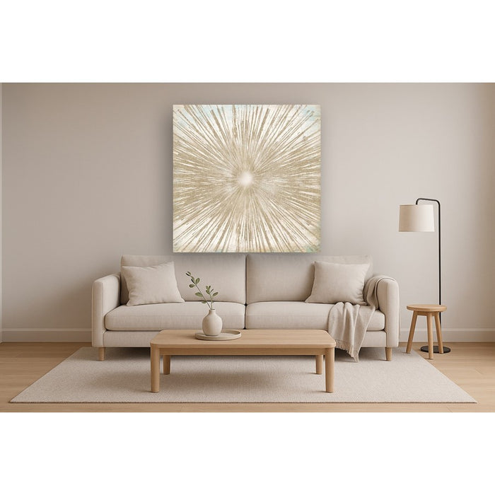 Classy Living Gold Sunburst Frameless Glass Wall Art 50"x50", Multi