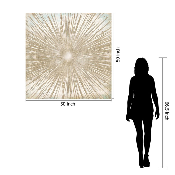 Classy Living Gold Sunburst Frameless Glass Wall Art 50"x50", Multi