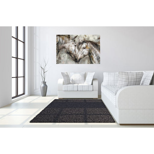 Classy Living Horses Together Frameless Glass Wall Art 60"x40", Multi