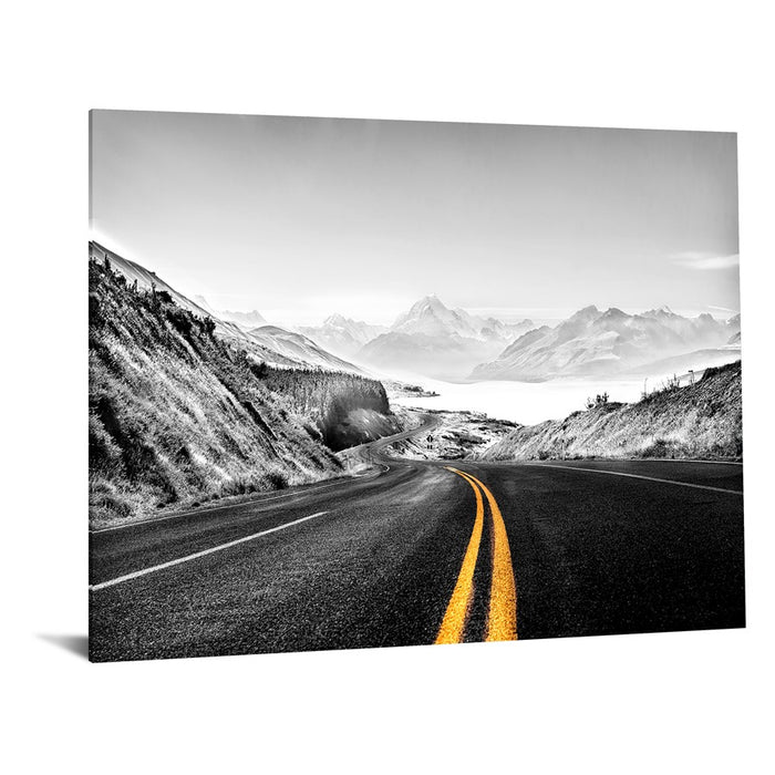 Classy Living Mountain Road Frameless Glass Wall Art 60"x40", Multi