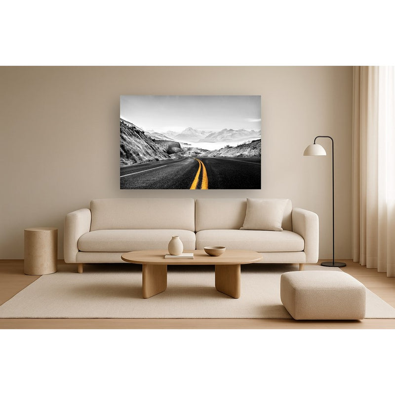 Classy Living Mountain Road Frameless Glass Wall Art 60"x40", Multi