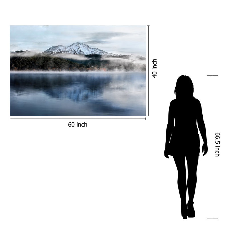 Classy Living Mountain Lake Frameless Glass Wall Art 60"x40", Blue