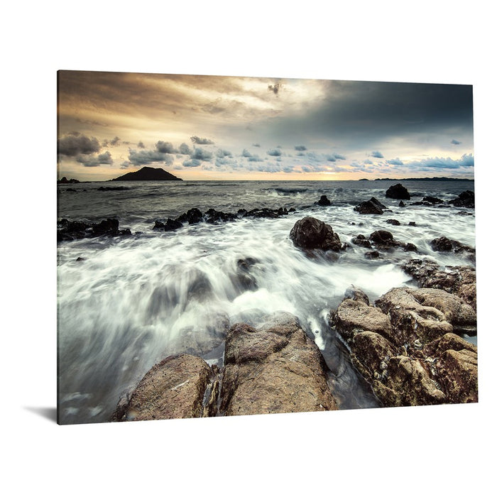 Classy Living Breaking Water Frameless Glass Wall Art 60"x40", Multi