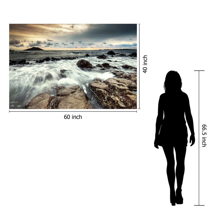 Classy Living Breaking Water Frameless Glass Wall Art 60"x40", Multi