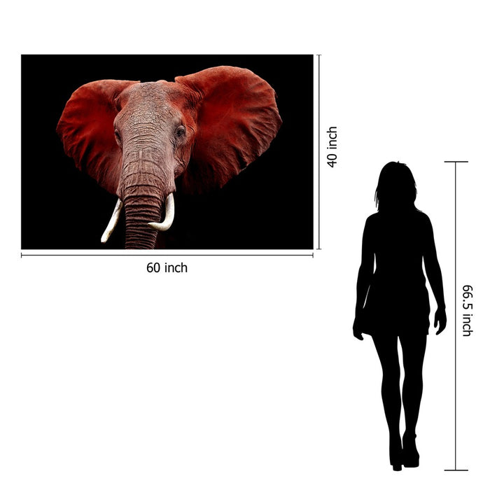 Classy Living Red Elephant Frameless Glass Wall Art 60"x40", Multi