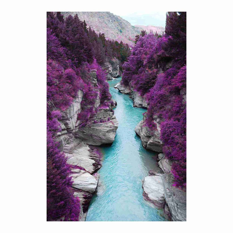 Classy Living Blooming Canyon Frameless Glass Wall Art 40"x60", Purple