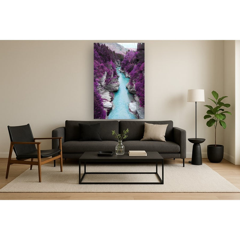 Classy Living Blooming Canyon Frameless Glass Wall Art 40"x60", Purple
