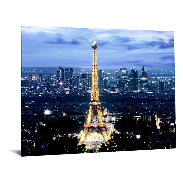 Classy Living Paris at Night Frameless Glass Wall Art 60"x40", Multi