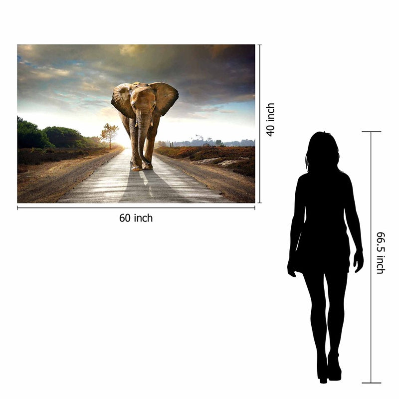Classy Living Elephant Journeyless Glass Wall Art 60"x40", Multi