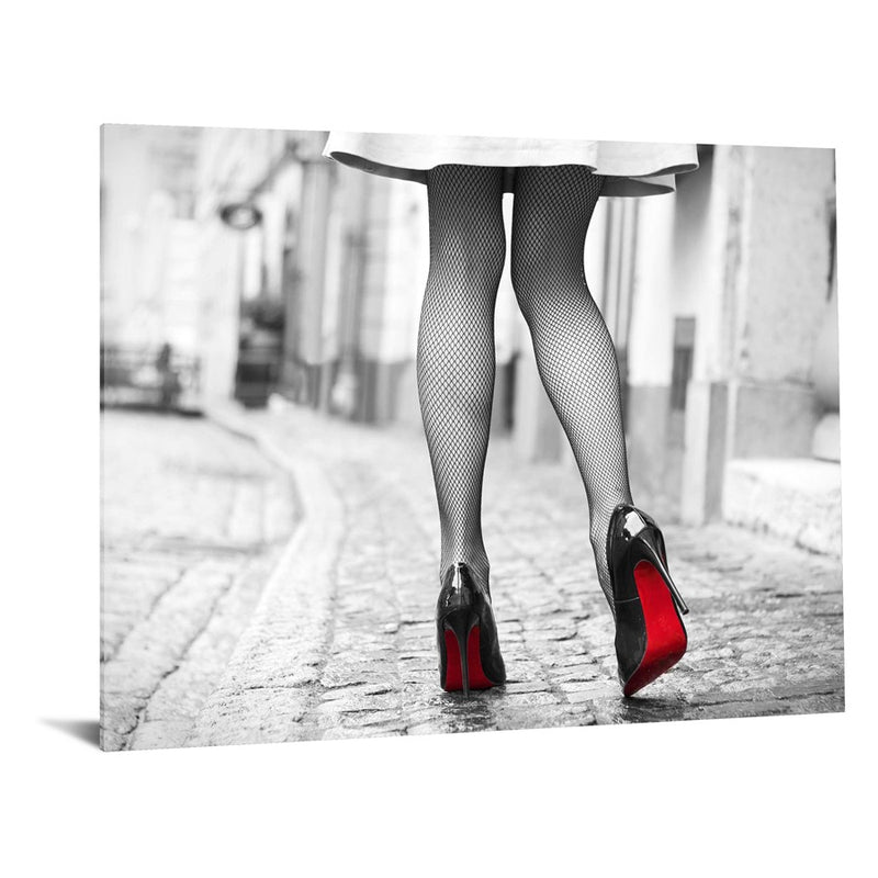 Classy Living Red Bottom Runwayless Glass Wall Art 60"x40", Black