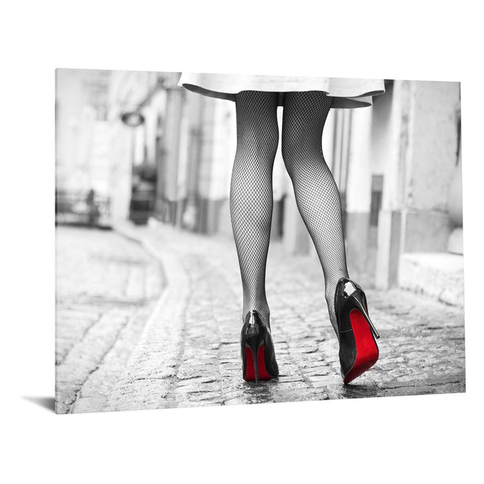 Classy Living Red Bottom Runwayless Glass Wall Art 60"x40", Black