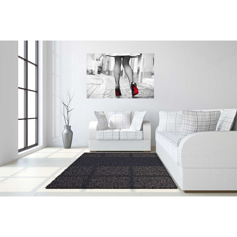 Classy Living Red Bottom Runwayless Glass Wall Art 60"x40", Black