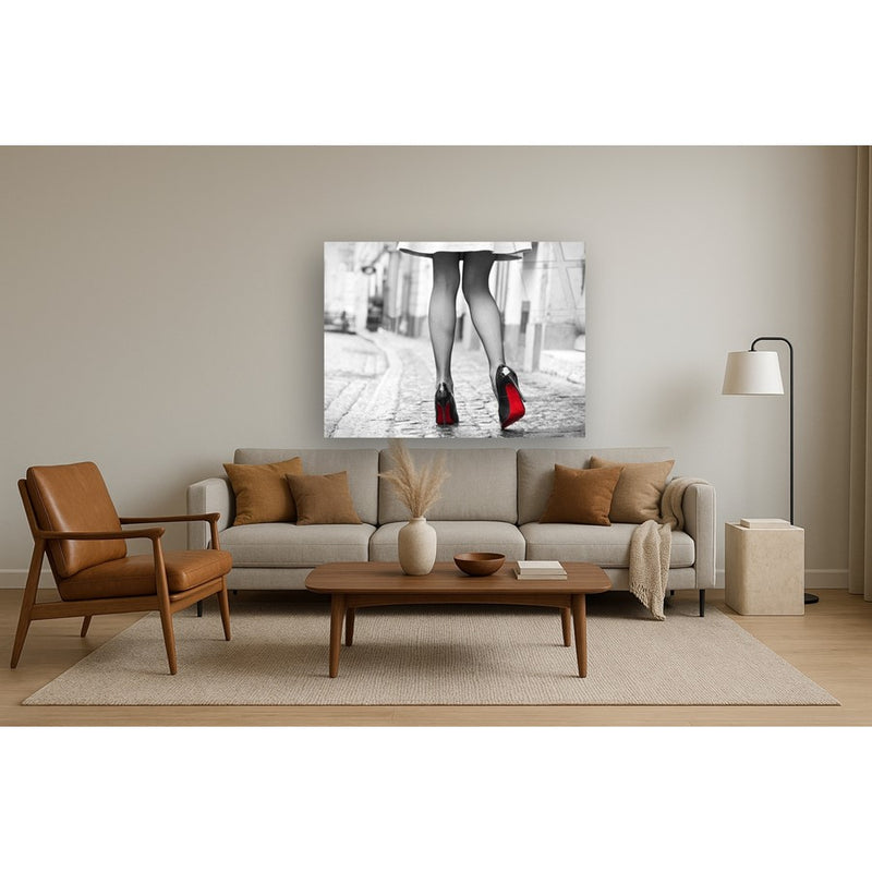 Classy Living Red Bottom Runwayless Glass Wall Art 60"x40", Black