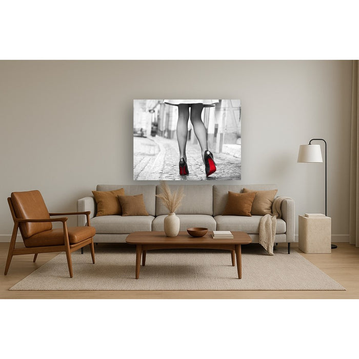 Classy Living Red Bottom Runwayless Glass Wall Art 60"x40", Black