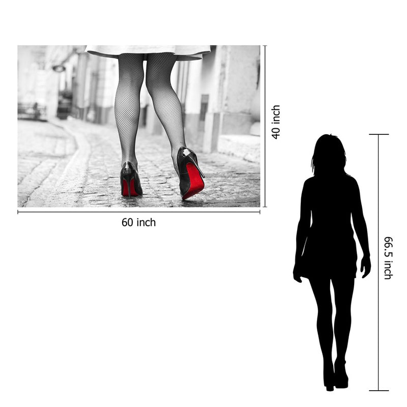Classy Living Red Bottom Runwayless Glass Wall Art 60"x40", Black