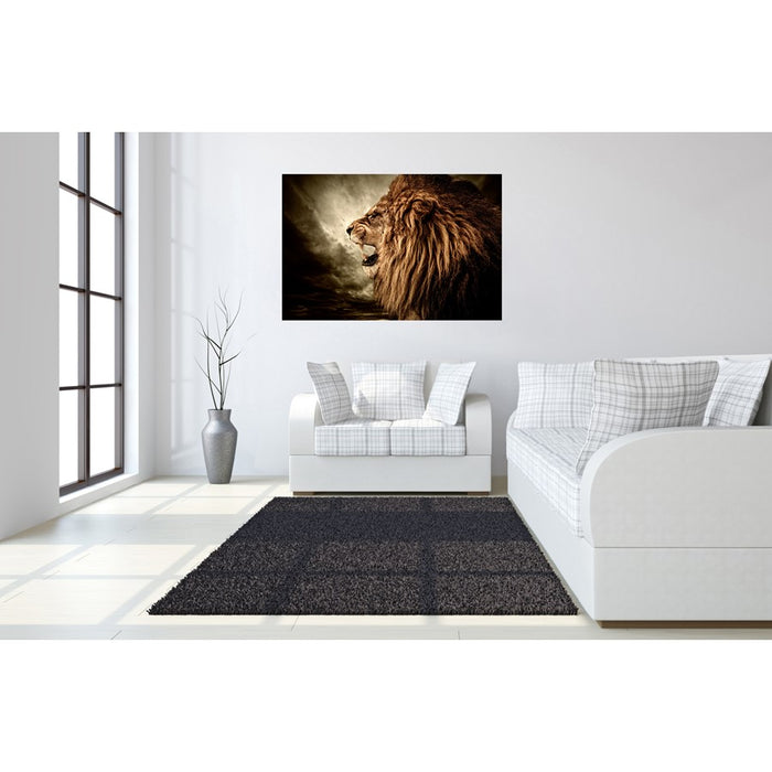 Classy Living Hear me Roar Frameless Glass Wall Art 60"x40", Multi