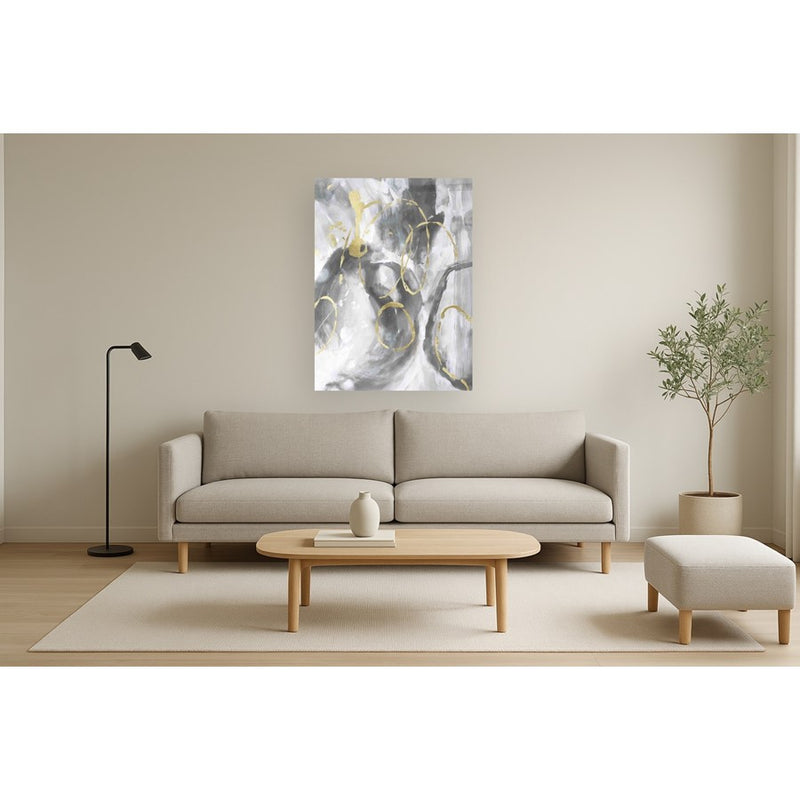 Classy Living Abstract Spiral Frameless Glass Wall Art 40"x60", Gray