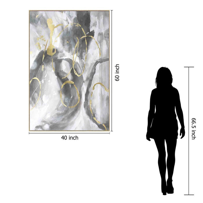 Classy Living Abstract Spiral Frameless Glass Wall Art 40"x60", Gray