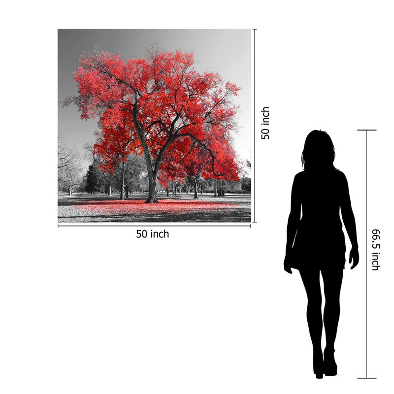 Classy Living Red Oak Frameless Tempered Glass Wall Art 50"x50", Red