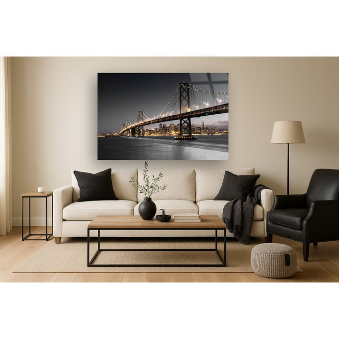 Classy Living Bridge Escape Frameless Glass Wall Art 60"x40", Multi