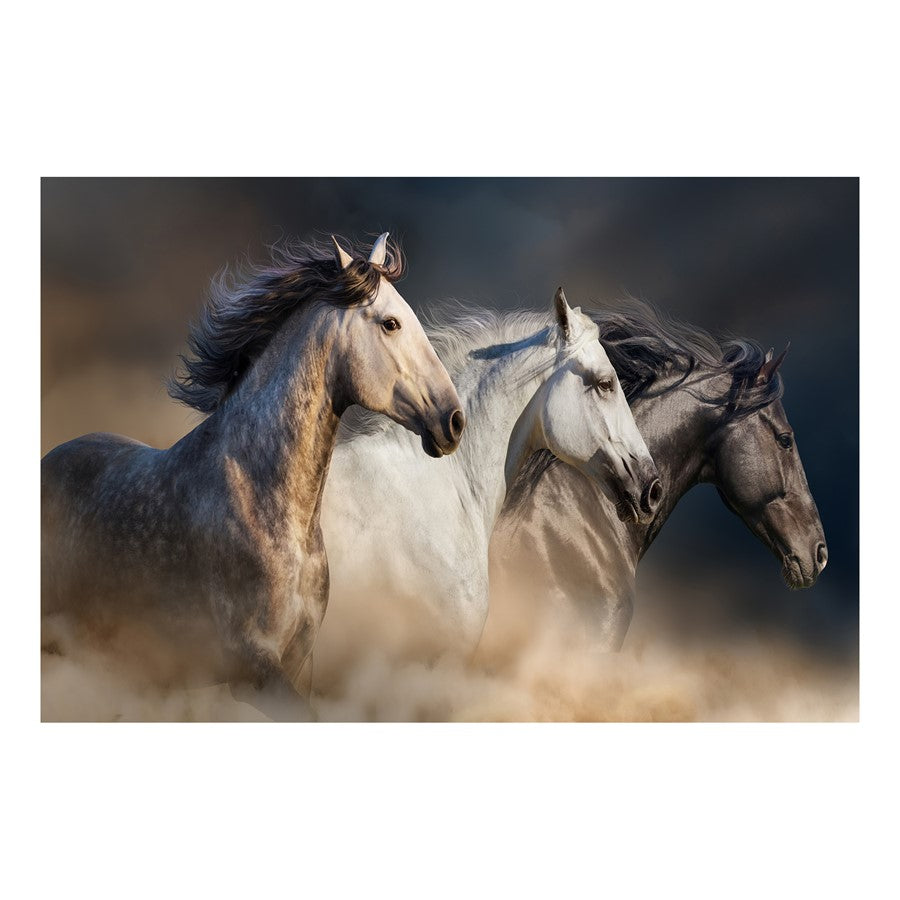 Classy Living WIId Stallion Trioless Glass Wall Art 60"x40", Multi - SF1376