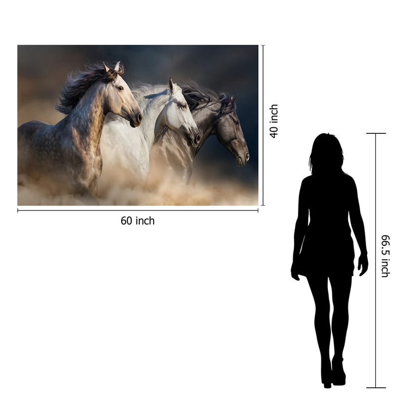 Classy Living WIId Stallion Trioless Glass Wall Art 60"x40", Multi