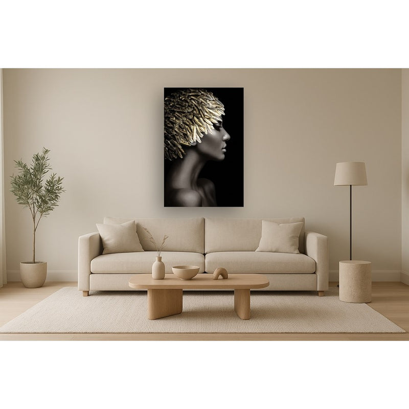 Classy Living Silent Gold Frameless Glass Wall Art 40"x60", Black