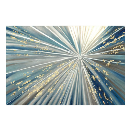 Classy Living Eclipse Burst Frameless Glass Wall Art 60"x40", Blue - SF1381