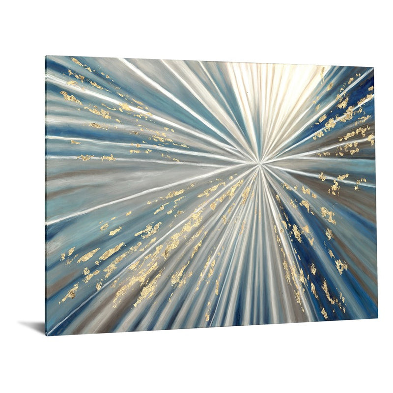 Classy Living Eclipse Burst Frameless Glass Wall Art 60"x40", Blue