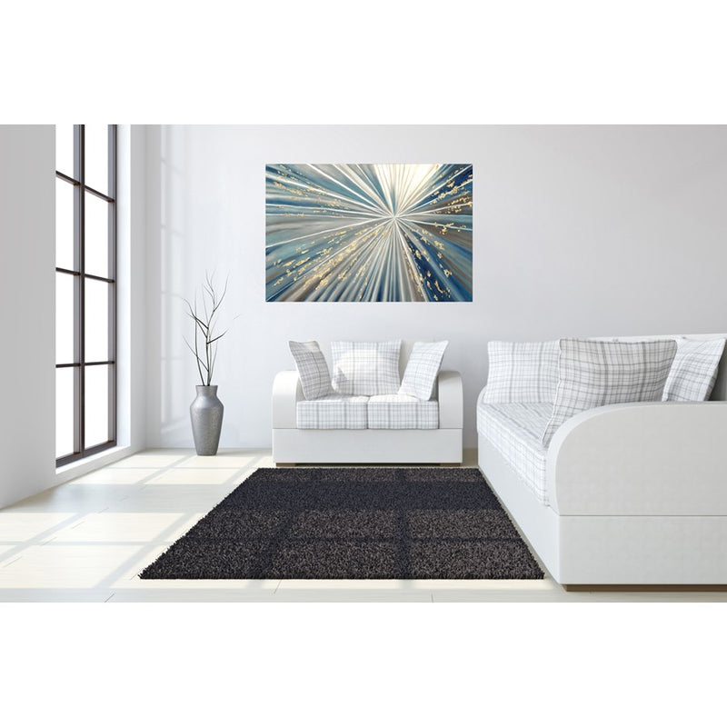 Classy Living Eclipse Burst Frameless Glass Wall Art 60"x40", Blue