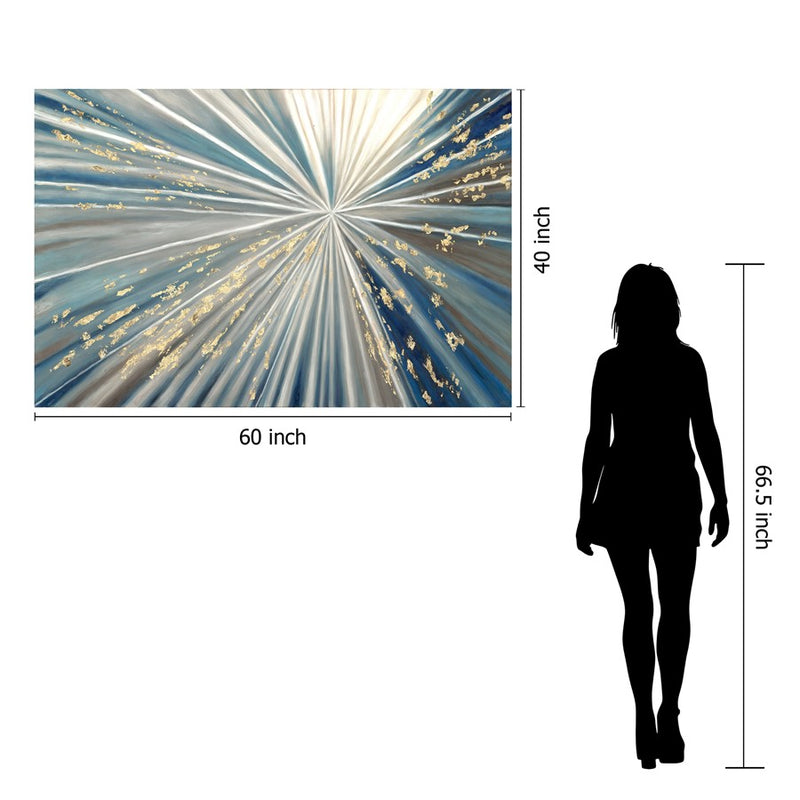 Classy Living Eclipse Burst Frameless Glass Wall Art 60"x40", Blue