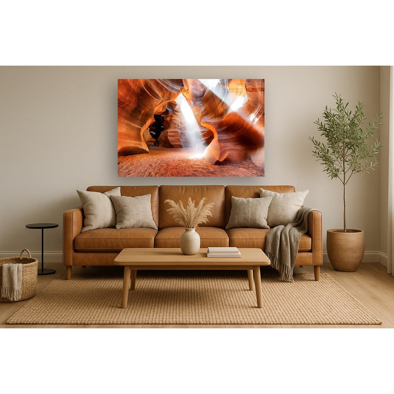 Classy Living Canyon Art Frameless Glass Wall Art 60"x40", Orange