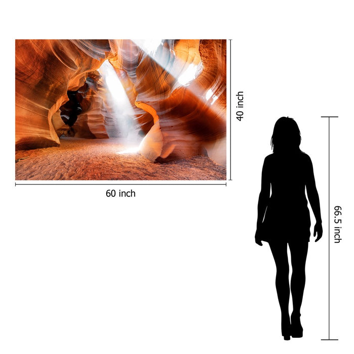 Classy Living Canyon Art Frameless Glass Wall Art 60"x40", Orange