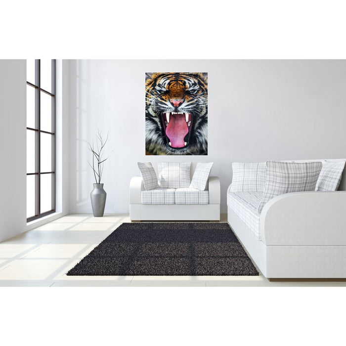 Classy Living Tigers Teeth Frameless Glass Wall Art 40"x60", Multi