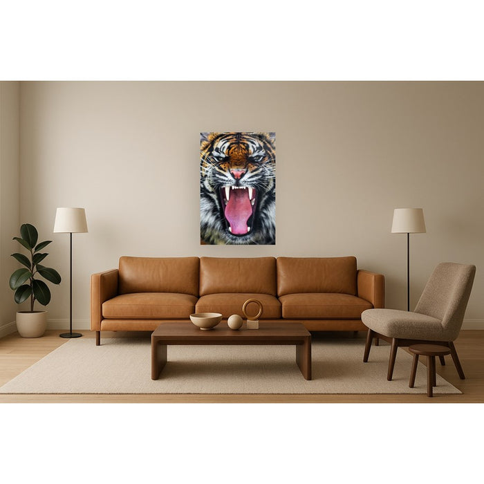 Classy Living Tigers Teeth Frameless Glass Wall Art 40"x60", Multi