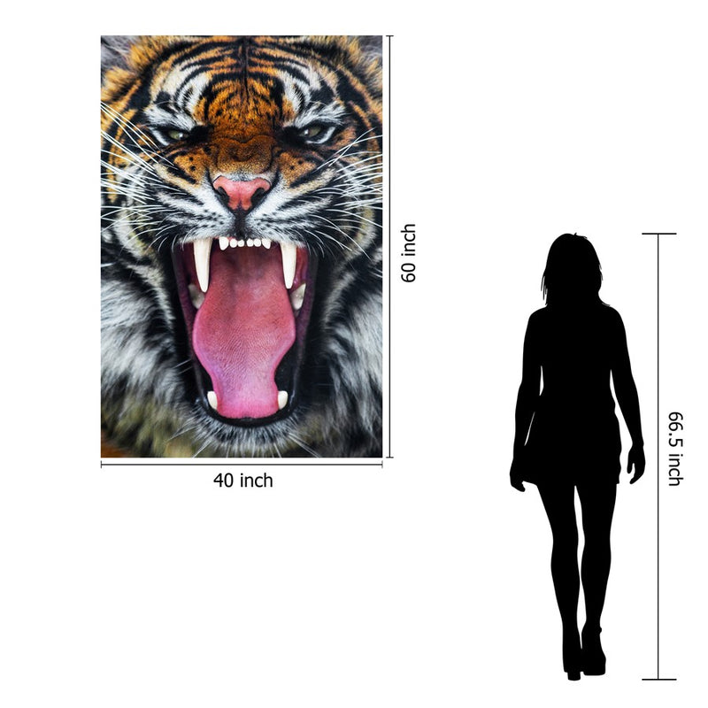 Classy Living Tigers Teeth Frameless Glass Wall Art 40"x60", Multi
