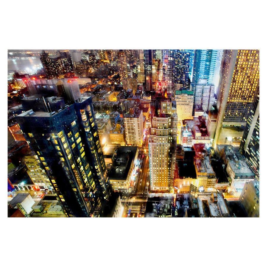 Classy Living Midnight Grid Frameless Glass Wall Art 60"x40", Multi
