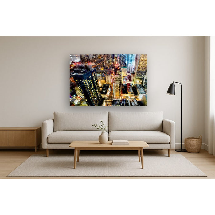 Classy Living Midnight Grid Frameless Glass Wall Art 60"x40", Multi