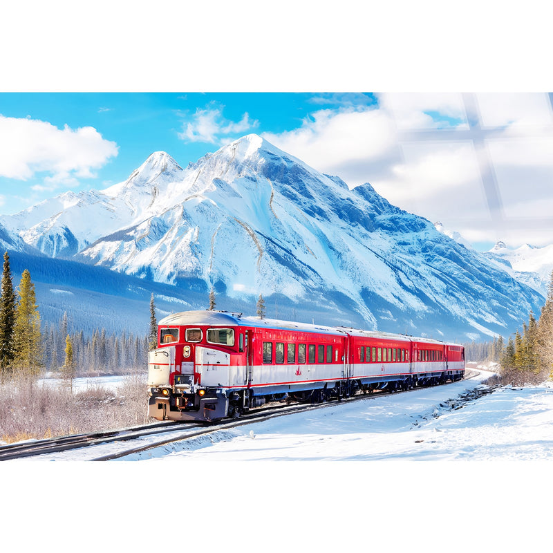 Classy Living Adventurous Winter Rail Passage 40"x60", Clear/Red/White
