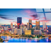Classy Living Wonder Steel City Glow 40"x60" Tempered, Blue/Pink/Gold
