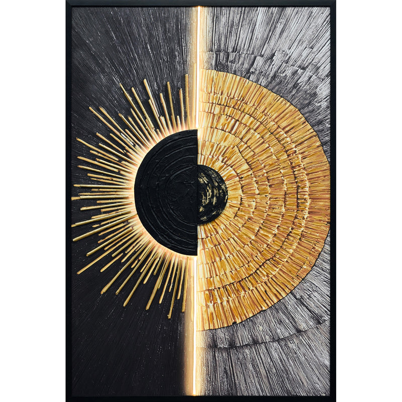 Classy Living Dramatic Solar Divide II 48"x33", Black/Gold/Silver
