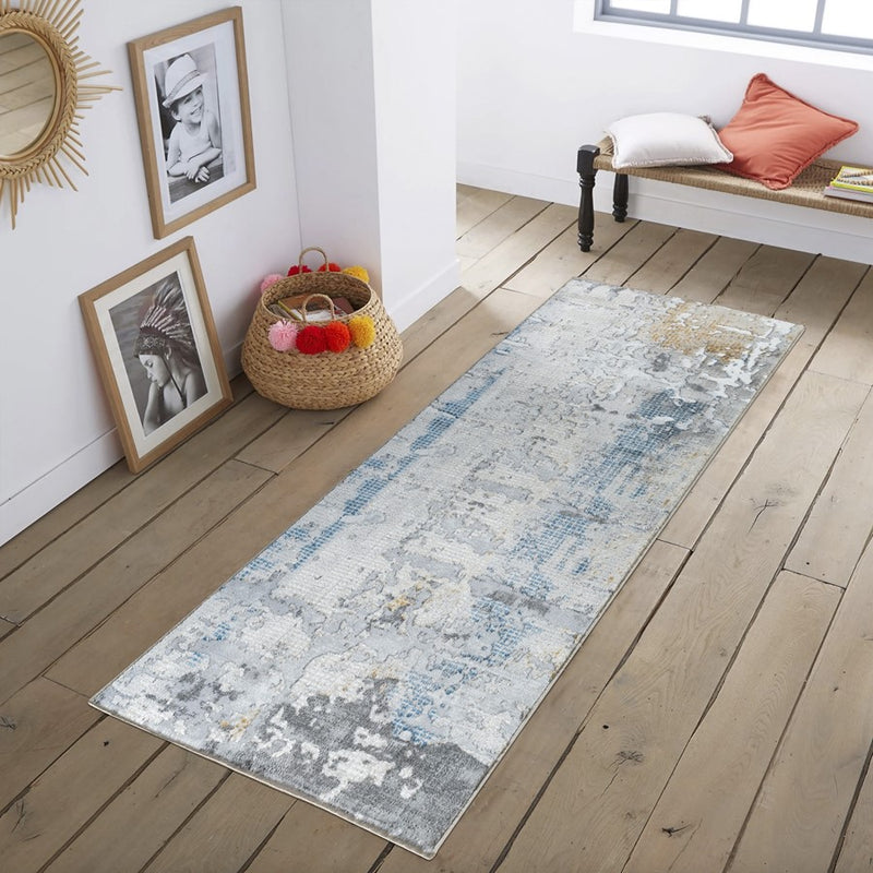 Conrad Home 012 Abstract Art 2'7" x 7' Abstract Runner, Off White