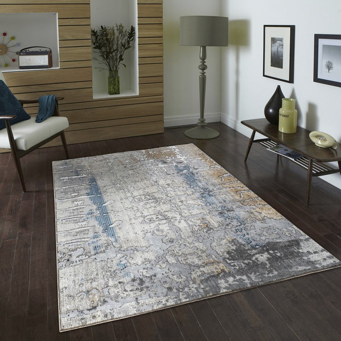 Conrad Home 015 Abstract Art 5'3' x 7' Abstract Rug, Off White