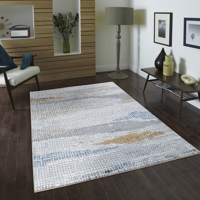 Conrad Home 022 Abstract Art 2'7" x 7' Abstract Runner, Off White