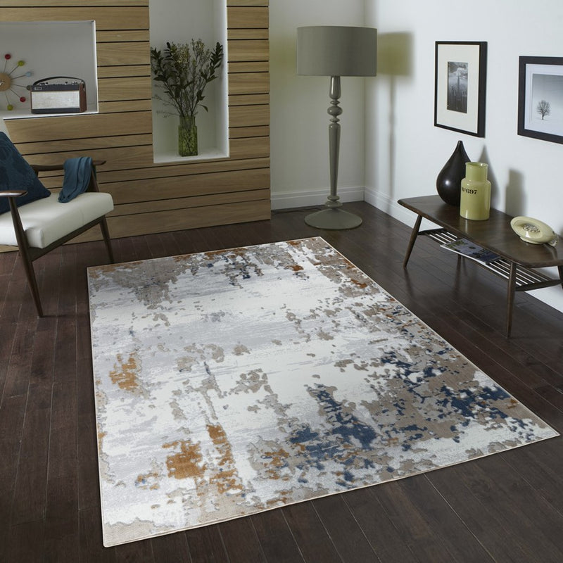 Conrad Home 032 Abstract Art 2'7" x 7' Abstract Runner, Off White