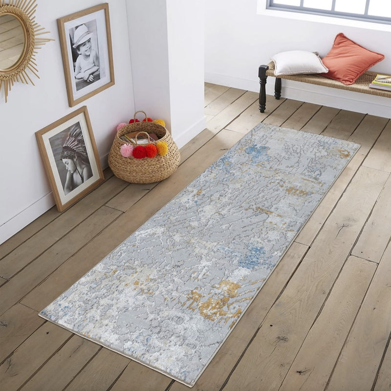 Conrad Home 042 Abstract Art 2'7" x 7' Abstract Runner, Off White